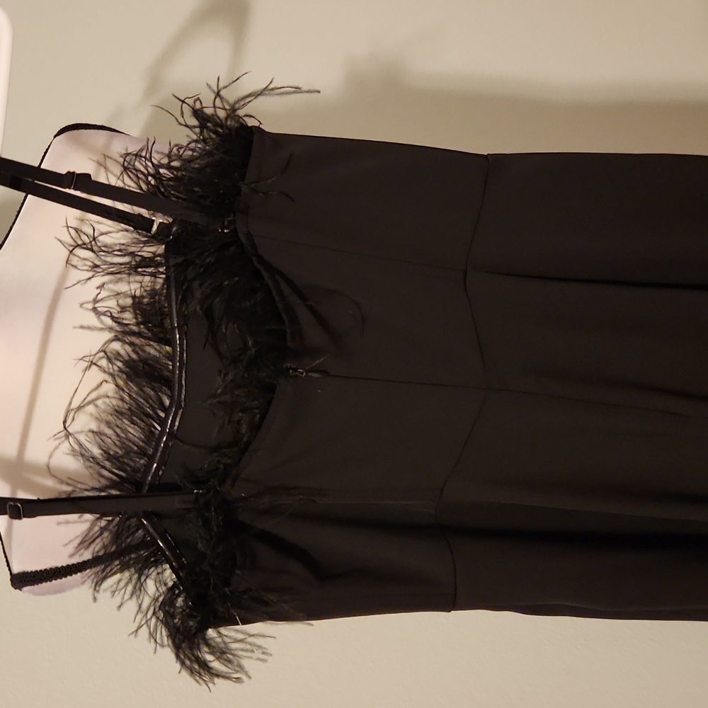 NWT Nicole Miller black jumpsuit with feather top detail - Picture 6 of 7